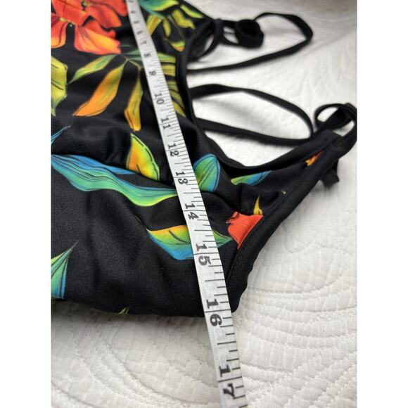 NEW Miraclesuit Tankini Top Size 14D Black Tropical Built in Bra Slimming - Picture 4 of 6